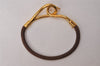 Authentic HERMES Jumbo Bracelet Accessories Leather Brown Gold 7613I