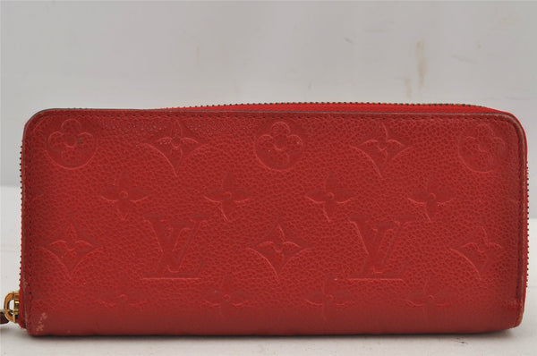 Authentic Louis Vuitton Empreinte Portefeuille Clemence Wallet M60169 Red 7613J