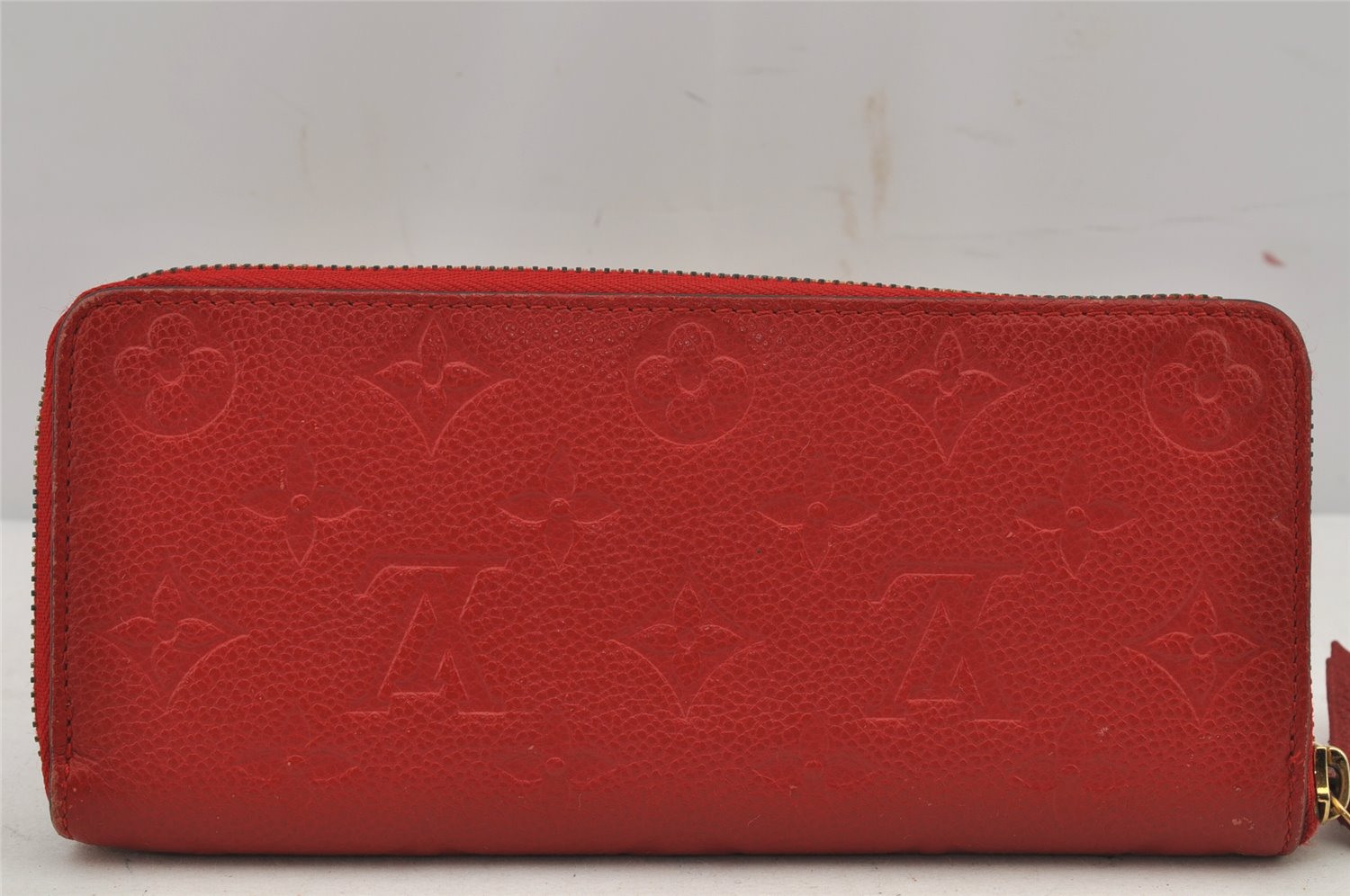 Authentic Louis Vuitton Empreinte Portefeuille Clemence Wallet M60169 Red 7613J