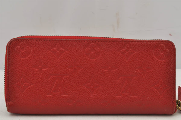Authentic Louis Vuitton Empreinte Portefeuille Clemence Wallet M60169 Red 7613J