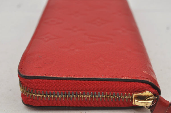 Authentic Louis Vuitton Empreinte Portefeuille Clemence Wallet M60169 Red 7613J