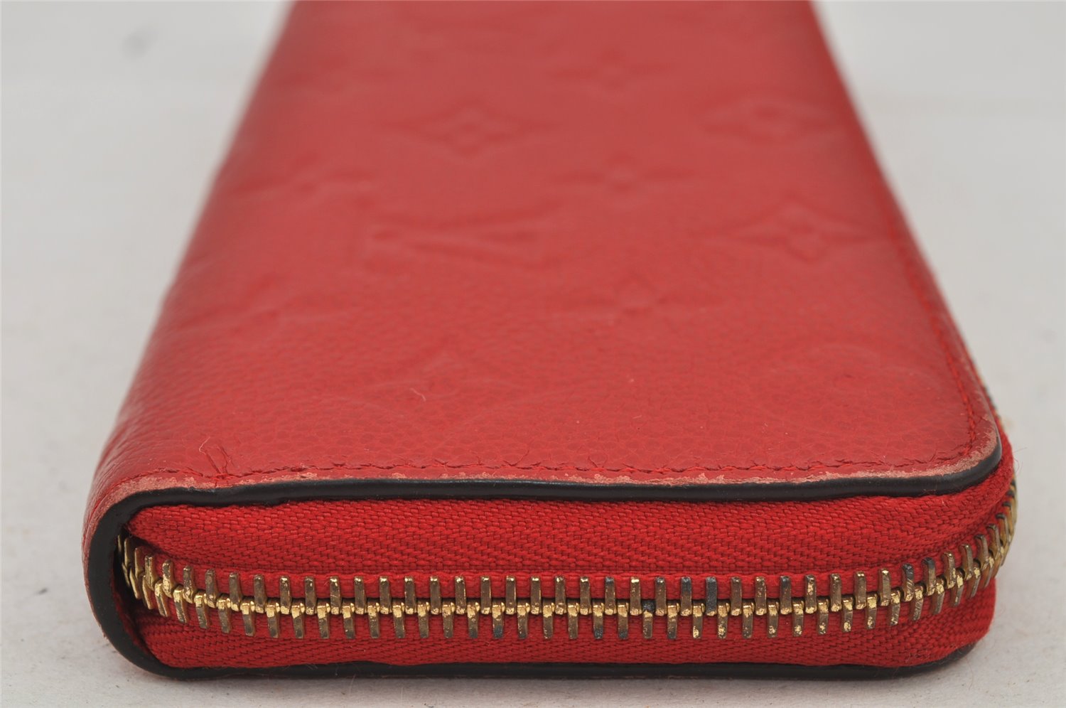 Authentic Louis Vuitton Empreinte Portefeuille Clemence Wallet M60169 Red 7613J