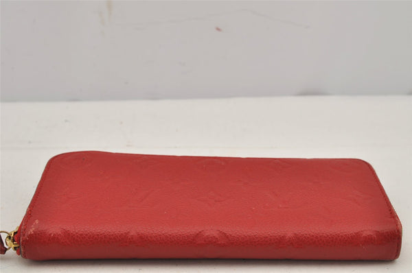 Authentic Louis Vuitton Empreinte Portefeuille Clemence Wallet M60169 Red 7613J