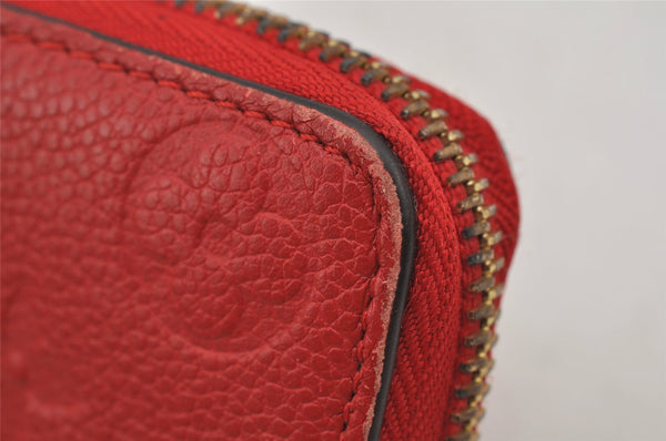 Authentic Louis Vuitton Empreinte Portefeuille Clemence Wallet M60169 Red 7613J