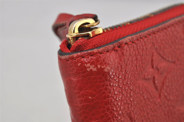 Authentic Louis Vuitton Empreinte Portefeuille Clemence Wallet M60169 Red 7613J