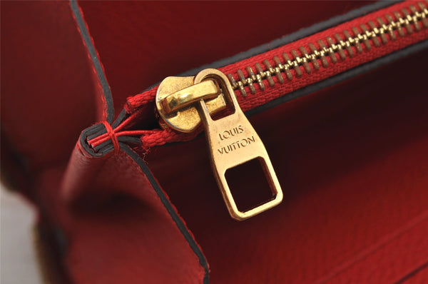 Authentic Louis Vuitton Empreinte Portefeuille Clemence Wallet M60169 Red 7613J