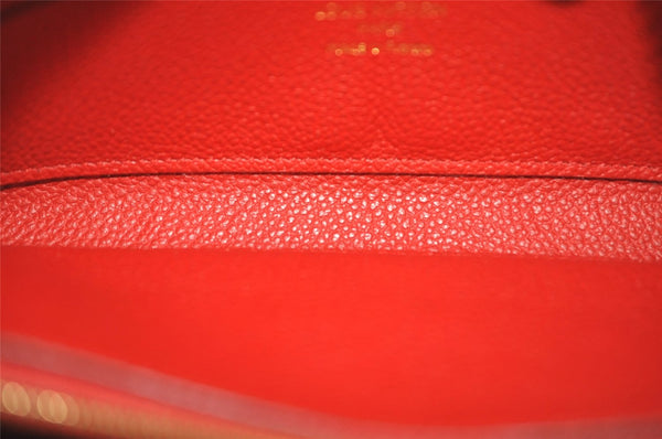 Authentic Louis Vuitton Empreinte Portefeuille Clemence Wallet M60169 Red 7613J