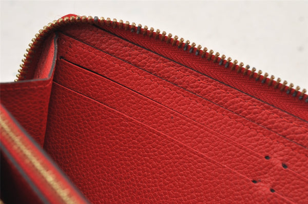 Authentic Louis Vuitton Empreinte Portefeuille Clemence Wallet M60169 Red 7613J