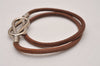 Authentic HERMES Atame Bracelet Accessories Leather Brown Silver Box 7614I