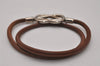 Authentic HERMES Atame Bracelet Accessories Leather Brown Silver Box 7614I