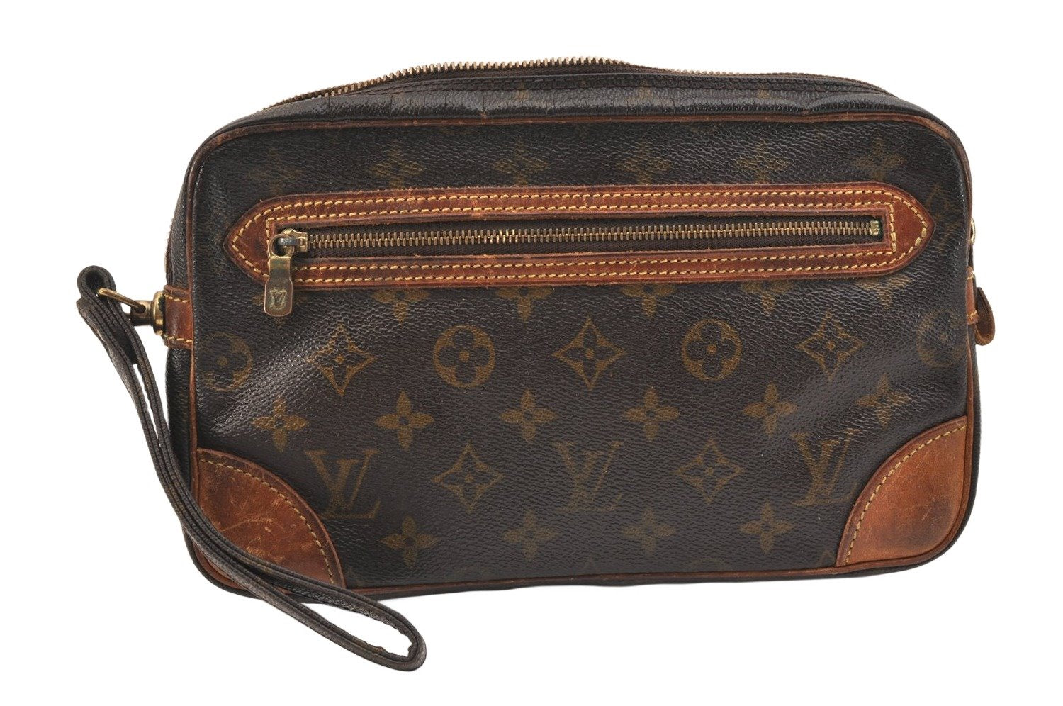 Authentic Louis Vuitton Monogram Marly Dragonne GM M51825 Clutch Bag Junk 7615K