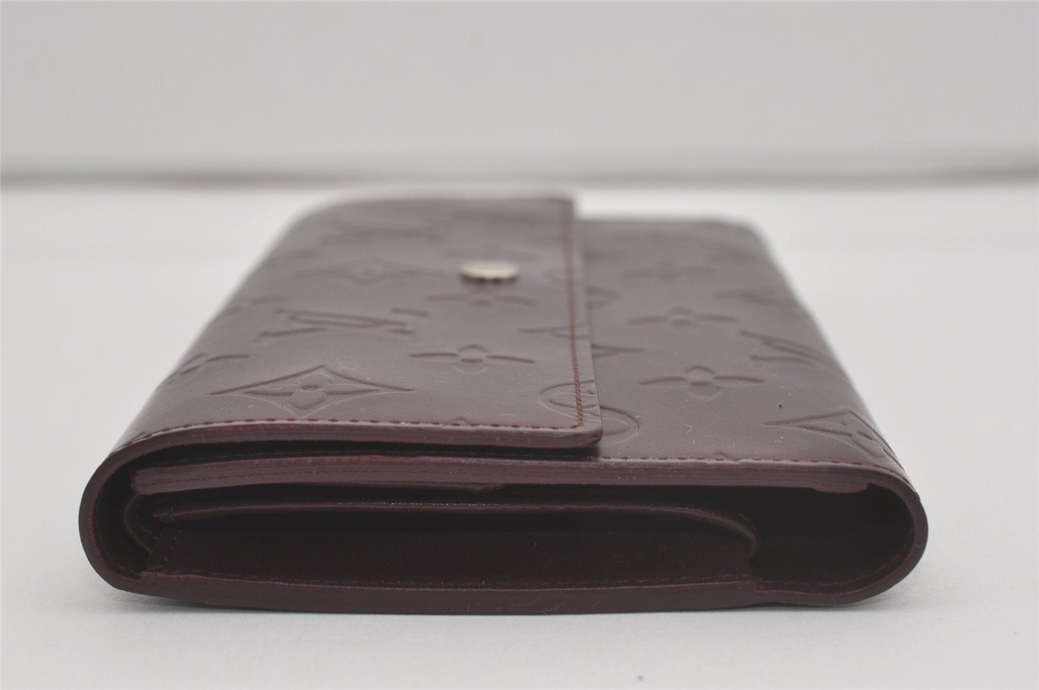 Auth Louis Vuitton Monogram Mat Porte Tresor International Wallet Wine Red 7617I