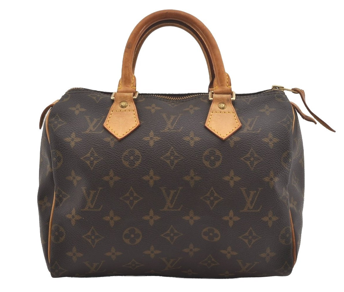 Authentic Louis Vuitton Monogram Speedy 25 Boston Hand Bag M41528 LV 7619I