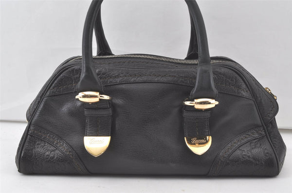 Authentic GUCCI Vintage Guccissima GG Leather Hand Boston Bag 181508 Black 7619K