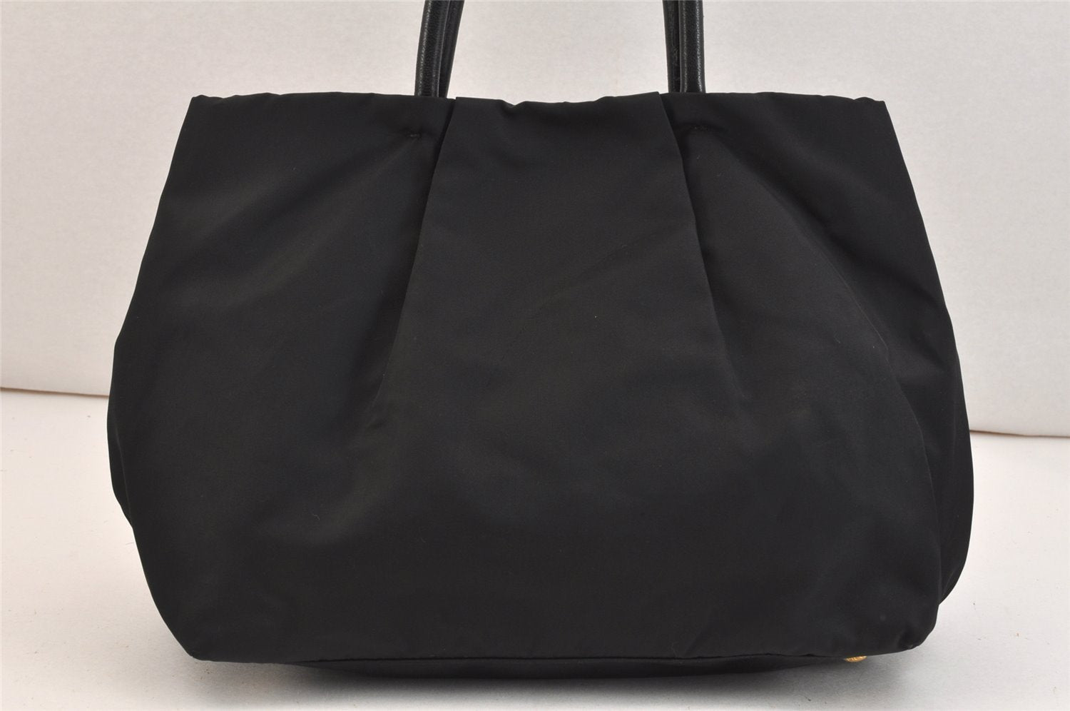 Authentic PRADA Tessuto Fiocco Ribbon Nylon Leather Hand Tote Bag Black 7620K