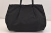 Authentic PRADA Tessuto Fiocco Ribbon Nylon Leather Hand Tote Bag Black 7620K