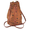 Authentic MCM Visetos Leather Vintage Shoulder Drawstring Bag Purse Brown 7622K