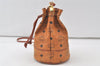 Authentic MCM Visetos Leather Vintage Shoulder Drawstring Bag Purse Brown 7622K