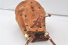 Authentic MCM Visetos Leather Vintage Shoulder Drawstring Bag Purse Brown 7623K