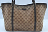 Authentic GUCCI GG Crystal Shoulder Tote Bag PVC Leather 265695 Brown 7626G