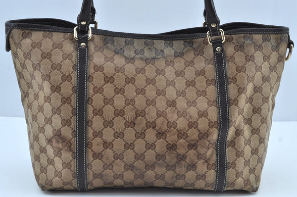 Authentic GUCCI GG Crystal Shoulder Tote Bag PVC Leather 265695 Brown 7626G