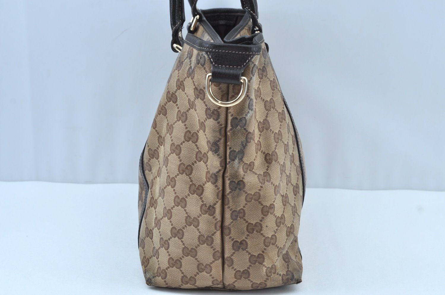 Authentic GUCCI GG Crystal Shoulder Tote Bag PVC Leather 265695 Brown 7626G