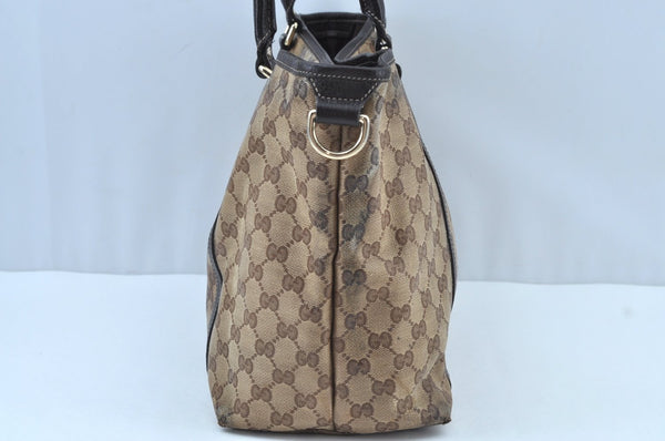 Authentic GUCCI GG Crystal Shoulder Tote Bag PVC Leather 265695 Brown 7626G