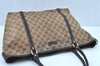 Authentic GUCCI GG Crystal Shoulder Tote Bag PVC Leather 265695 Brown 7626G