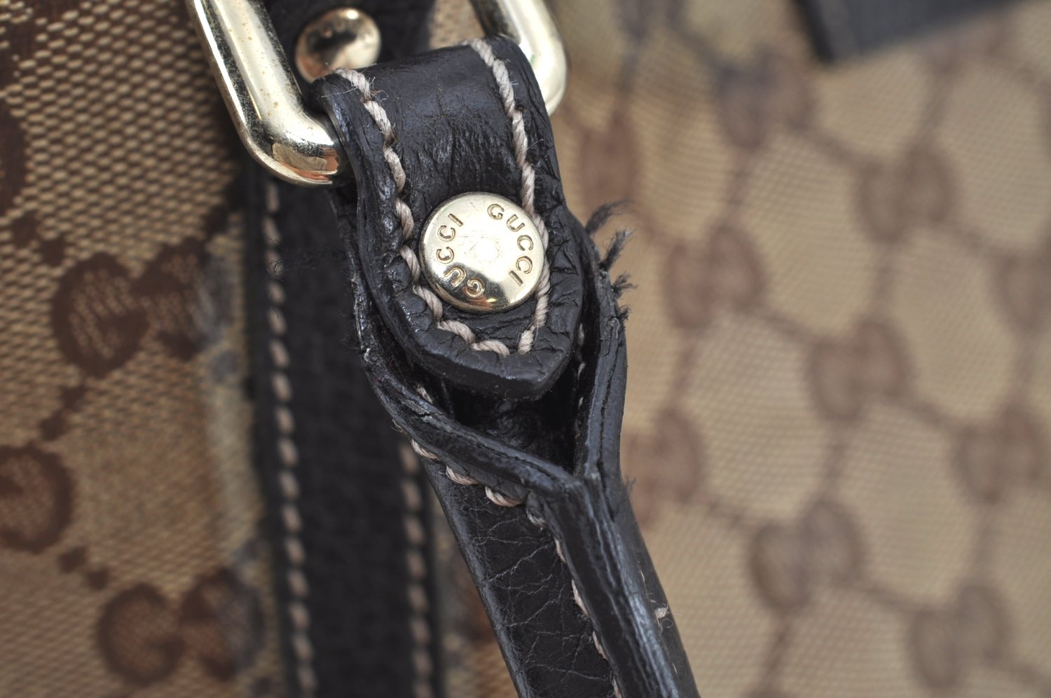 Authentic GUCCI GG Crystal Shoulder Tote Bag PVC Leather 265695 Brown 7626G