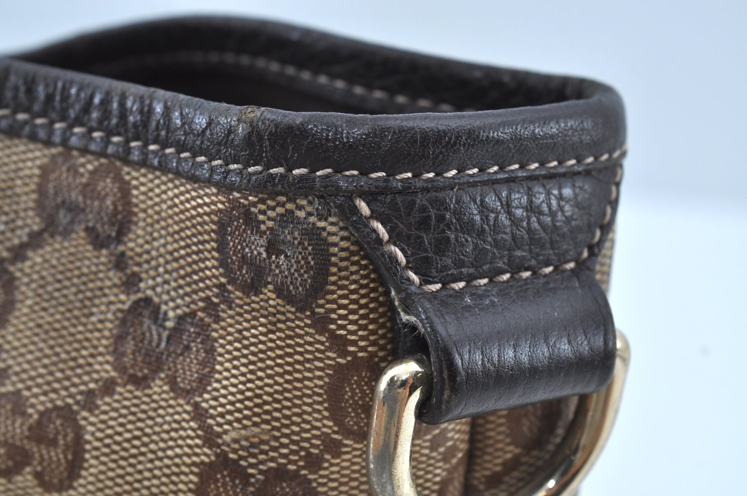 Authentic GUCCI GG Crystal Shoulder Tote Bag PVC Leather 265695 Brown 7626G