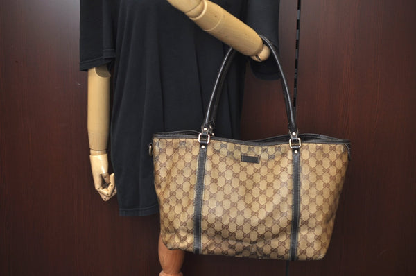 Authentic GUCCI GG Crystal Shoulder Tote Bag PVC Leather 265695 Brown 7626G