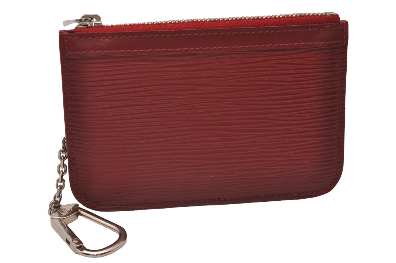 Authentic Louis Vuitton Epi Pochette Cles NM Key Coin Case Purse Red LV 7630I