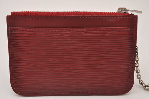 Authentic Louis Vuitton Epi Pochette Cles NM Key Coin Case Purse Red LV 7630I