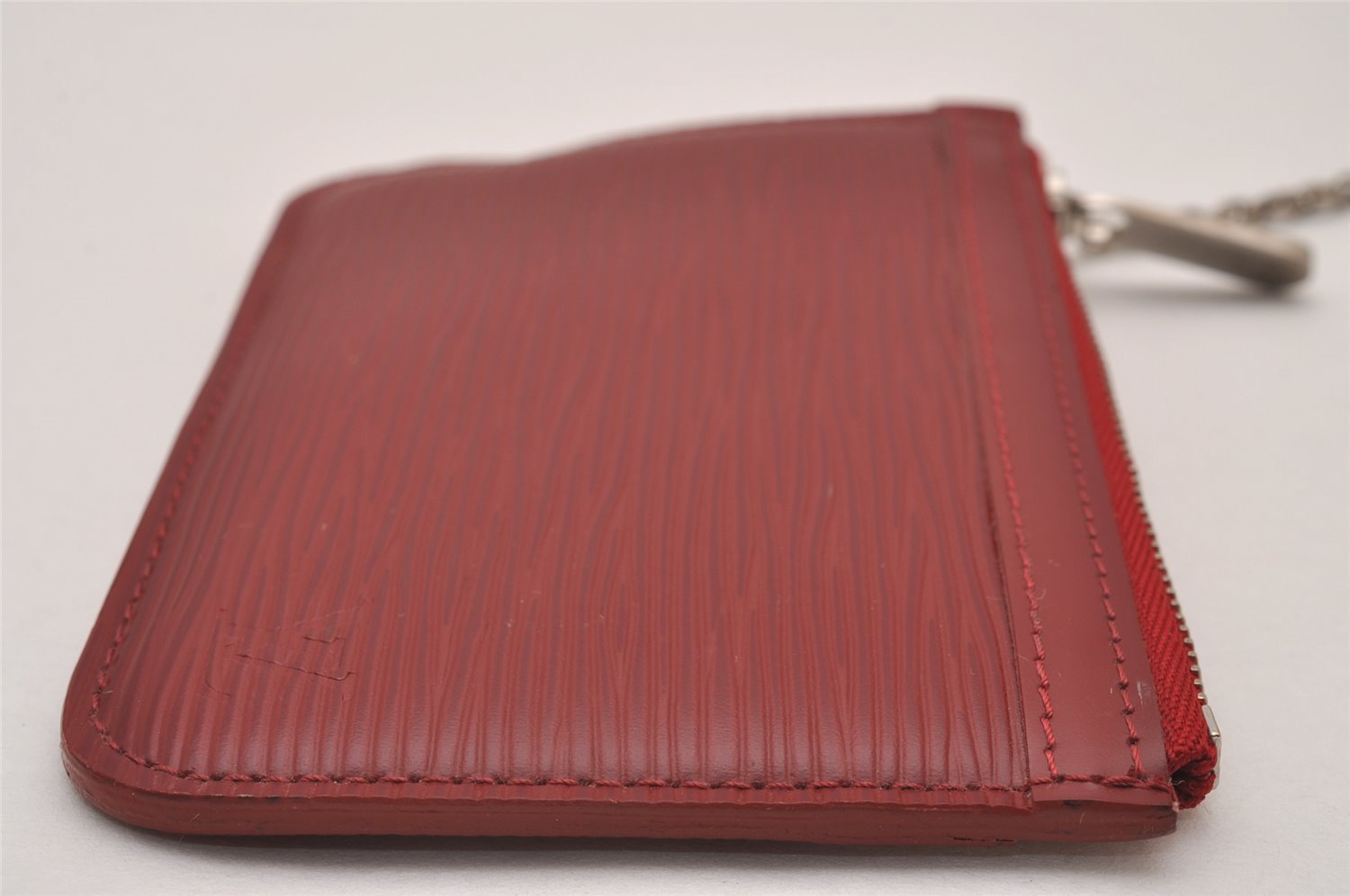 Authentic Louis Vuitton Epi Pochette Cles NM Key Coin Case Purse Red LV 7630I