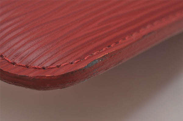 Authentic Louis Vuitton Epi Pochette Cles NM Key Coin Case Purse Red LV 7630I