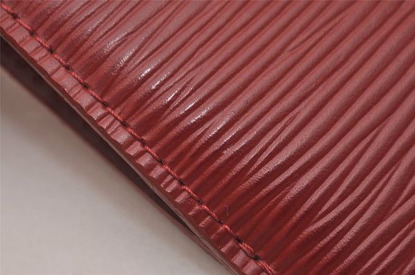 Authentic Louis Vuitton Epi Pochette Cles NM Key Coin Case Purse Red LV 7630I