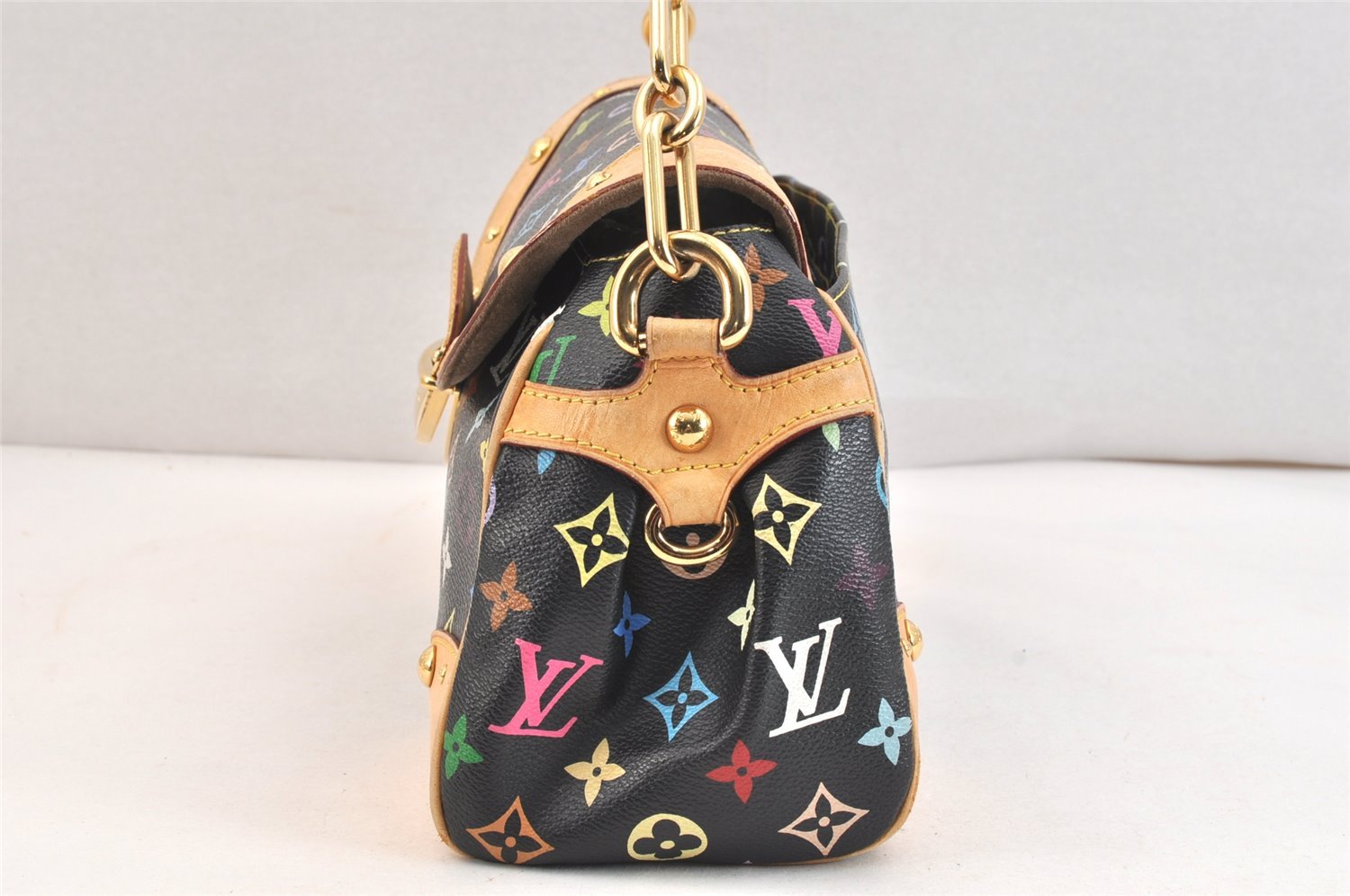 Auth Louis Vuitton Monogram Multicolor Beverly MM Black Hand Bag M40204 LV 7633K