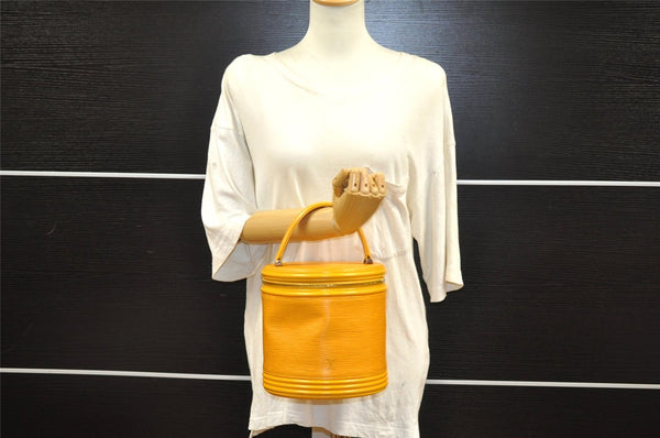 Authentic Louis Vuitton Epi Cannes Cosmetic Hand Bag Yellow M48039 LV 7635I