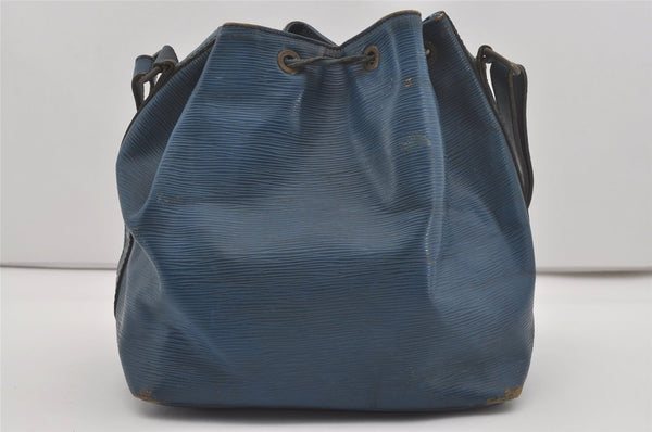 Authentic Louis Vuitton Epi Petit Noe Shoulder Drawstring Bag M44105 Blue 7636I