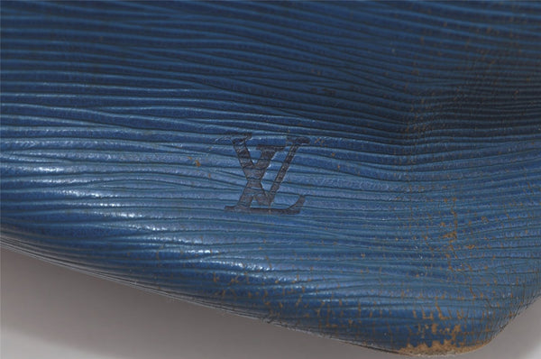 Authentic Louis Vuitton Epi Petit Noe Shoulder Drawstring Bag M44105 Blue 7636I