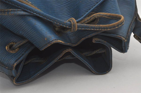 Authentic Louis Vuitton Epi Petit Noe Shoulder Drawstring Bag M44105 Blue 7636I