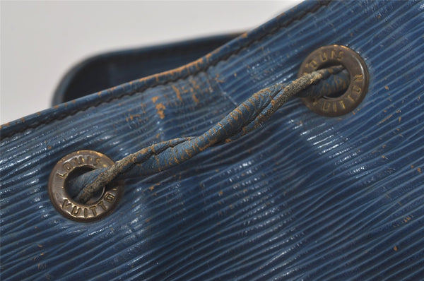 Authentic Louis Vuitton Epi Petit Noe Shoulder Drawstring Bag M44105 Blue 7636I