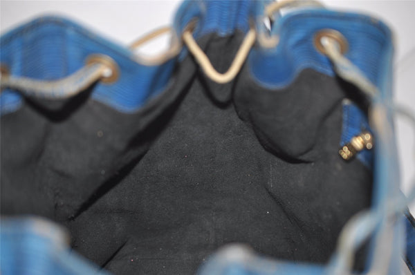 Authentic Louis Vuitton Epi Petit Noe Shoulder Drawstring Bag M44105 Blue 7636I