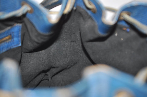 Authentic Louis Vuitton Epi Petit Noe Shoulder Drawstring Bag M44105 Blue 7636I