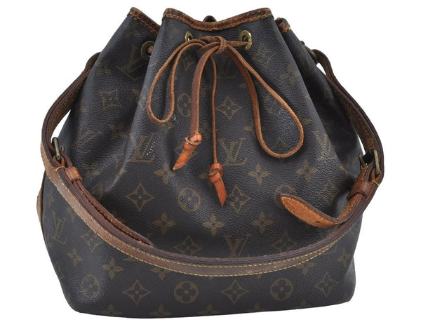 Authentic Louis Vuitton Monogram Petit Noe M42226 Shoulder Drawstring Bag 7637H