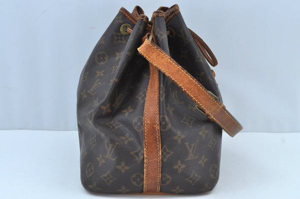Authentic Louis Vuitton Monogram Petit Noe M42226 Shoulder Drawstring Bag 7637H