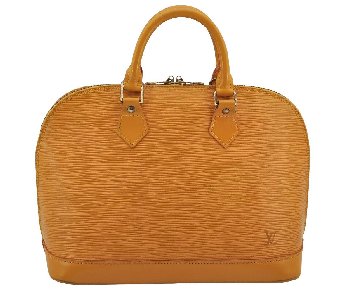 Authentic Louis Vuitton Epi Alma PM Hand Bag Yellow M52149 LV 7639J