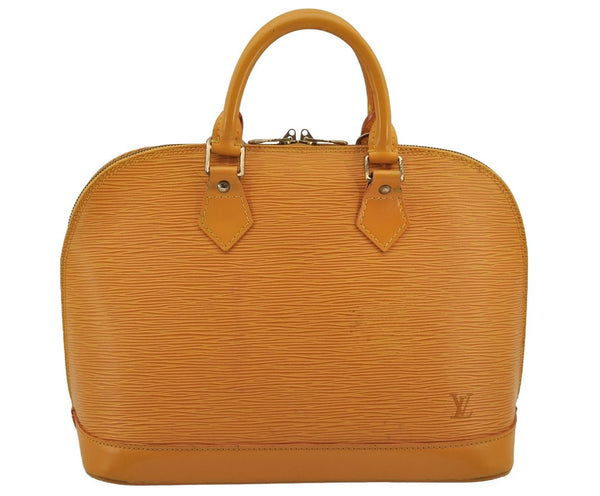 Authentic Louis Vuitton Epi Alma PM Hand Bag Yellow M52149 LV 7639J