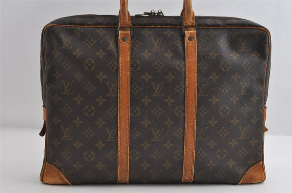 Authentic Louis Vuitton Monogram Porte Documents Voyage M53361 Briefcase 7640I