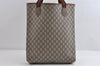 Authentic GUCCI Web Sherry Line GG Plus Tote Bag PVC Leather Brown 7643I